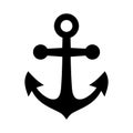 Anchor black icon. Silhouette marine equipment. Nautical vessel mooring appliance, Traditional ship accessory. Navy