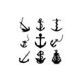 anchor boat silhouette set icon