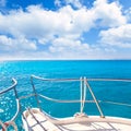 Anchor boat tropical idyllic turquoise beach Royalty Free Stock Photo