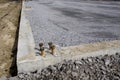 Anchor bolts on a cement footing