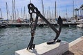 An anchor and chain artwork at the marina in Estepona in Spain Royalty Free Stock Photo