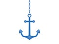 Anchor on a chain, isolated on white background. Vector Royalty Free Stock Photo