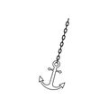 Anchor chain, Ship anchor or boat anchor flat icon