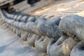 Anchor chain on ship deck. Close-up. Selective focus. Royalty Free Stock Photo