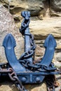 Anchor chained in rock Royalty Free Stock Photo