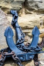 Anchor chained in rock Royalty Free Stock Photo