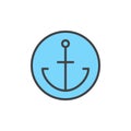 Anchor in a circle filled outline icon