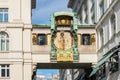 The Anchor Clock Ankeruhr in Vienna downtown district. Famous landmark and touristic destination in Austria