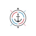 Anchor compass concept icon Logo vector illustration