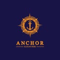 Anchor compass concept icon Logo vector illustration design,Nautical logo template. Flat design style on background