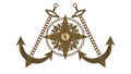 Anchor compass and ship steering wheel Royalty Free Stock Photo