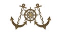 Anchor compass and ship steering wheel Royalty Free Stock Photo
