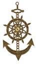 Anchor compass and ship steering wheel Royalty Free Stock Photo