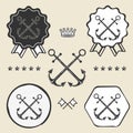 Anchor crossed vintage symbol emblem label collection