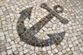 Anchor Design in Portuguese Mosaic Street Tiles Royalty Free Stock Photo