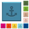 Anchor engraved icons on edged square buttons