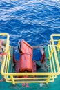 An anchor fairlead of a construction work barge