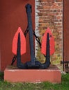 Anchor at the Ferry in the Village Westen at the River Aller, Lower Saxony