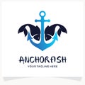 Anchor Fish Logo Design Template Inspiration