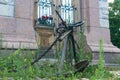 The anchor in front of the church doors symbolizes the hope that sailors will return home Royalty Free Stock Photo