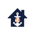 Anchor Globe home shape concept Logo Template.