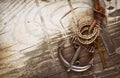 Anchor on a grunge wooden desk Royalty Free Stock Photo