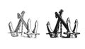 Anchor. Hand drawn illustrations4 Royalty Free Stock Photo