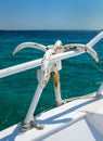 Anchor Hanging on the Handrail of a Yacht Royalty Free Stock Photo