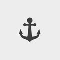 Anchor icon in a flat design in black color. Vector illustration eps10