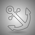 Anchor icon. Line style. Anchor isolated on gray background. Royalty Free Stock Photo