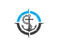 Anchor icon Logo compass design Template vector