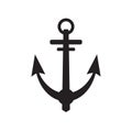 Anchor icon, black isolated on white background, vector illustration. Royalty Free Stock Photo