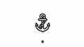 Anchor Icon with Rope - Nautical Symbol, Marine Vector Graphic Royalty Free Stock Photo