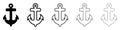 Anchor icon. Set of black anchor icons. Anchor silhouette outline Royalty Free Stock Photo