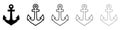 Anchor icon. Set of black anchor icons. Anchor silhouette outline Royalty Free Stock Photo