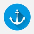 Anchor icon. Vector illustration on blue background. Flat image Royalty Free Stock Photo