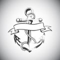 Anchor icon vector, tattoo, logo, grunge, design, floral, hand, Royalty Free Stock Photo