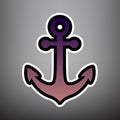 Anchor icon. Vector. Violet gradient icon with black and white l Royalty Free Stock Photo