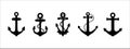 Anchor icons set collection. Assorted ship anchors vector set. Nautical and sailing symbol. Vector stock illustration