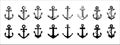 Anchor icons set collection. Assorted ship anchors vector set. Nautical and sailing symbol. Vector stock illustration Royalty Free Stock Photo