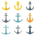 Anchor icons set flat vector isolated Royalty Free Stock Photo