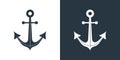 Anchor icons set. Marine logo. Nautical symbols isolated on black and white background. Vector illustration in flat Royalty Free Stock Photo