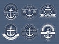 Anchor labels. Nautical adventure marine exploration symbols old grunge labels business stylized logos recent vector