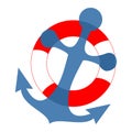 Anchor and lifebuoy, banner, vector icon Royalty Free Stock Photo