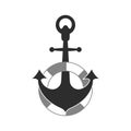Anchor with lifebuoy vector icon. Vector logo anchor with lifebuoy in flat style. Vector logo symbol of marine rescue Royalty Free Stock Photo