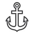 Anchor line icon, navigation and nautical