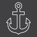 Anchor line icon, navigation and nautical