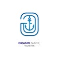 anchor line monogram logo template design for brand or company and other