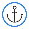 Anchor logo black in a blue circle ideal for brand buildning Royalty Free Stock Photo