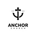 Anchor logo design with cross church Royalty Free Stock Photo